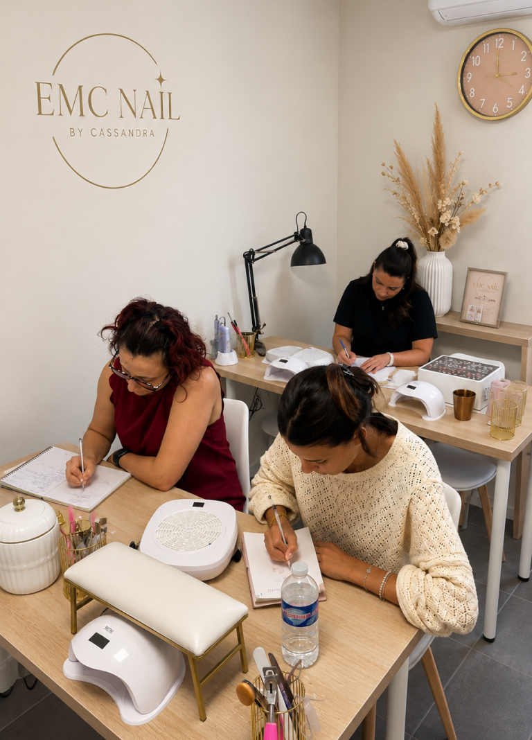 Ongles longs noirs avec motifs texturés, un accent vert en forme d'œil.